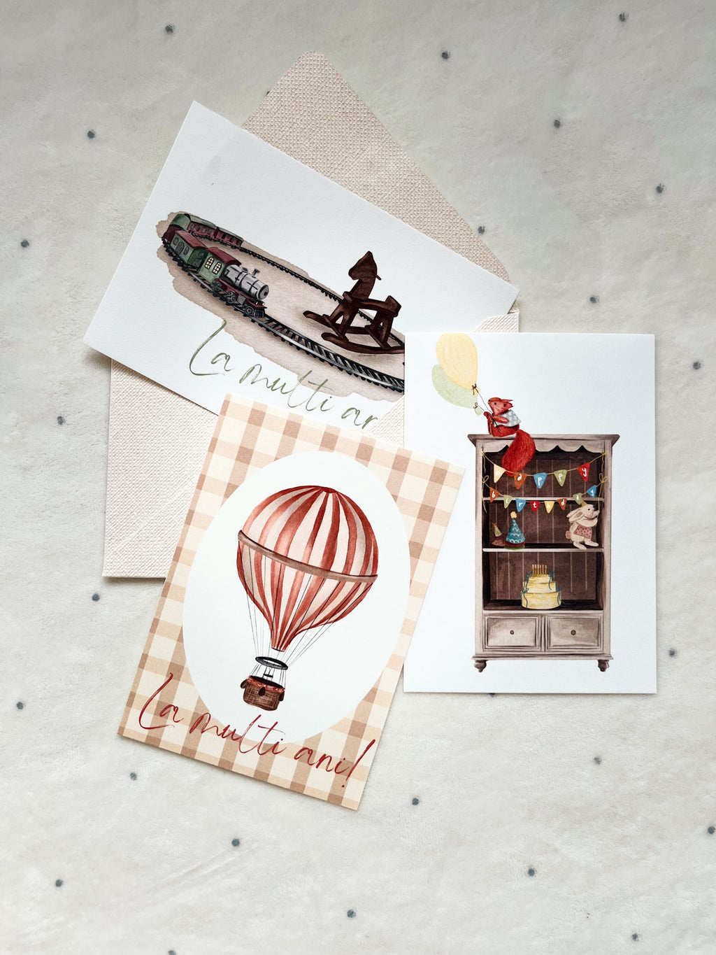 Set 3 cartoline "La multi ani"